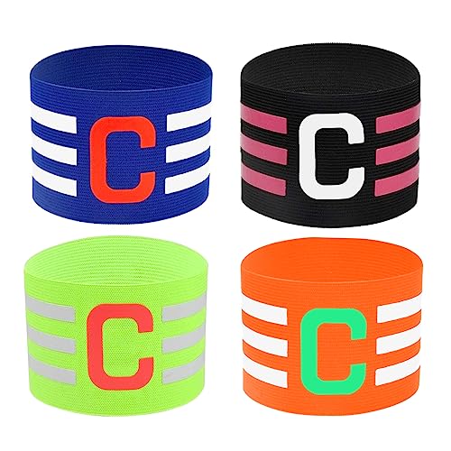 Brazalete Capitan Futbol, 4 Pcs Brazalete de Capitán de Fútbol Niño, Multicolor Brazalete de Capitan de Futbol para Junior Fútbol, Jóvene Hockey Etc.
