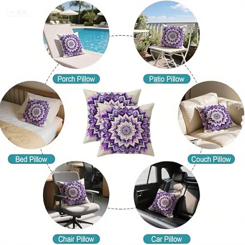 Housse coussin 70x70cm velours violet imperméable lot de 2 - 7
