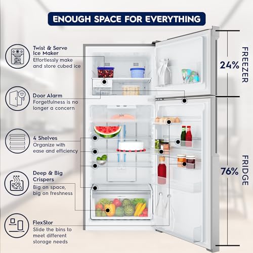 Image of Electrolux 431L 1 Star Inverter Frost Free Double Door Refrigerator, Top Freezer, TasteLockAuto & TasteGuard Technology, UltimateTaste 500, ETB4600C-A, Arctic Silver Steel