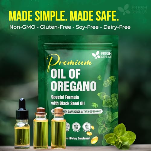 Image of FreshDrinkUS, Premium Oregano Black Seed Oil Softgels | 330 Count | Blend of 300mg Oregano Oil + 200mg Black Seed - Plant-Based Source of Natural Antioxidants.