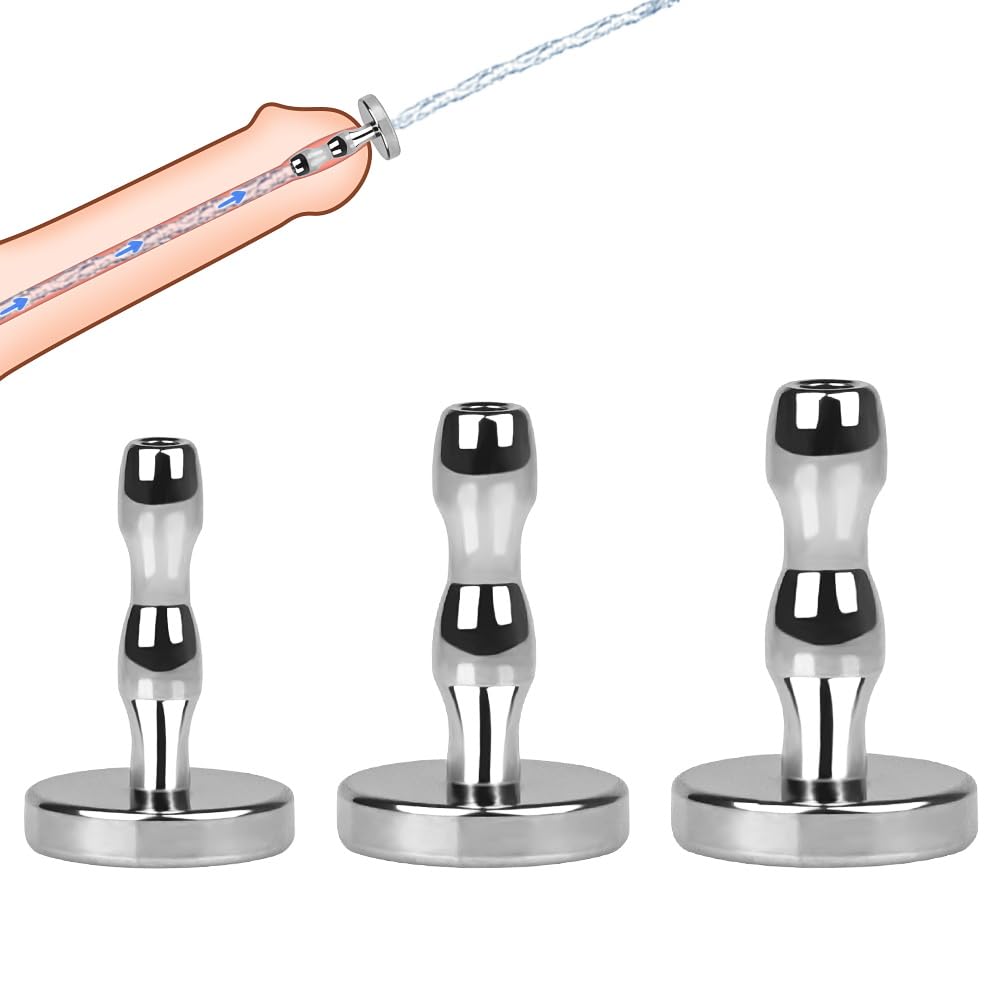 Set di Dilatatori Uretrali in Acciaio Inox, Dilatatore Uretrale con Base Sicura, Plug Penieno in Metallo, Giocattolo Sessuale per Masturbazione SM per Uomini (3pcs(0.5+0.6+0.7cm))