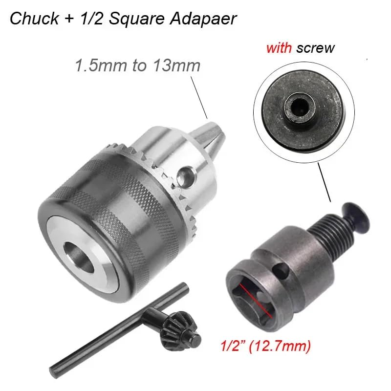 Adapter do szybkiej wymiany uchwytu wiertarskiego 1,5-13 mm do wkrętarki udarowej 1/4" - klucz 3-szczękowy, konwerter gwintu 1/2"-20UNF 1 szt.(Chuck Square B)