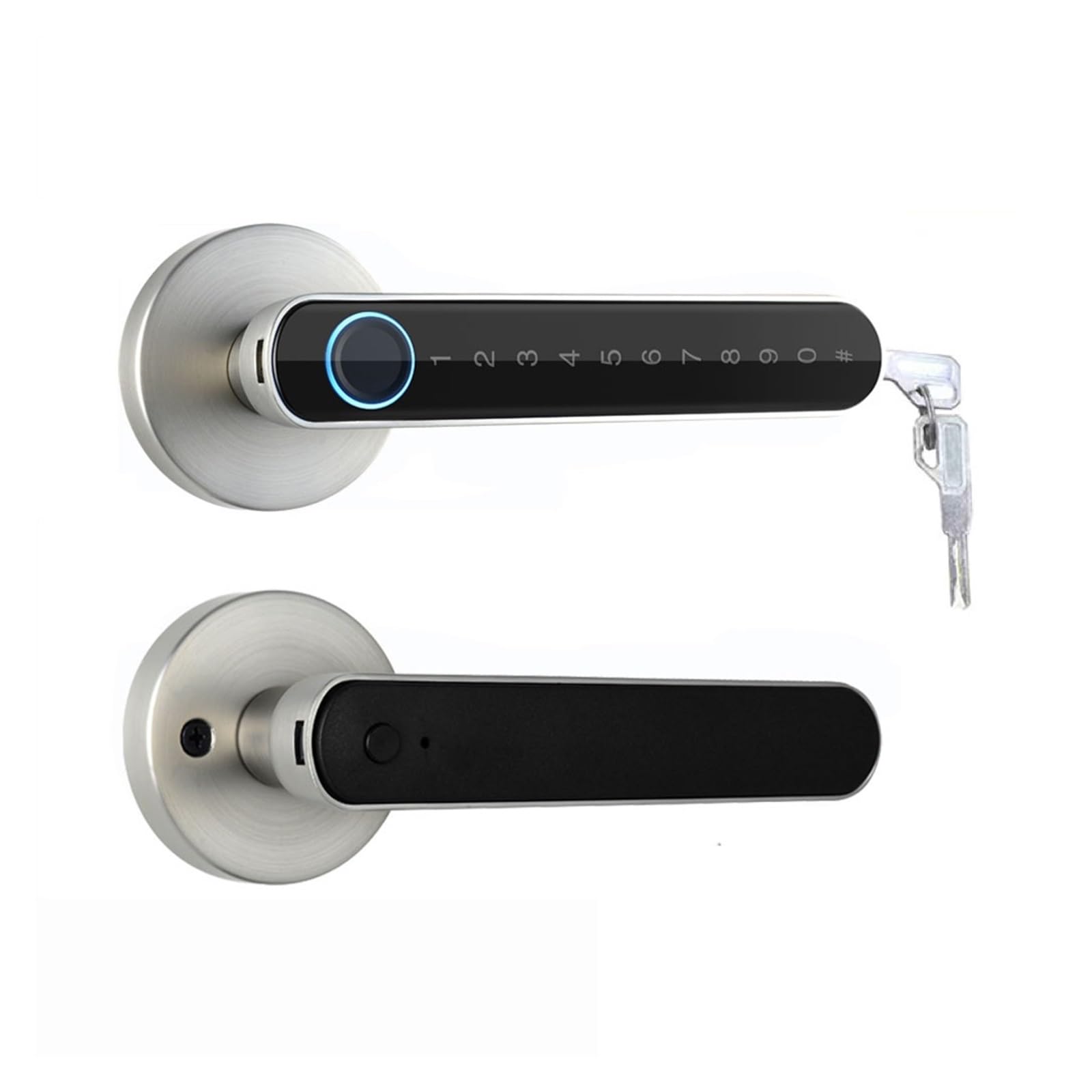 CVFRDD Smart Door Knob, TTLOCK Digital Electronic Lock Finrprint Door Biometric Password Keyless Entry Smart Knobs For Home Any Keyless Entry Door Handle(3200siliver)