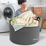 GOCAN XXXL Aufbewahrungskorb Groß Korb Baumwolle Seil Wäschekorb Wäschesammler für Decken Kisse im Wohnzimmer Kleidung Spielzeug im Kinderzimmer, mattgrau D55 X H35cm