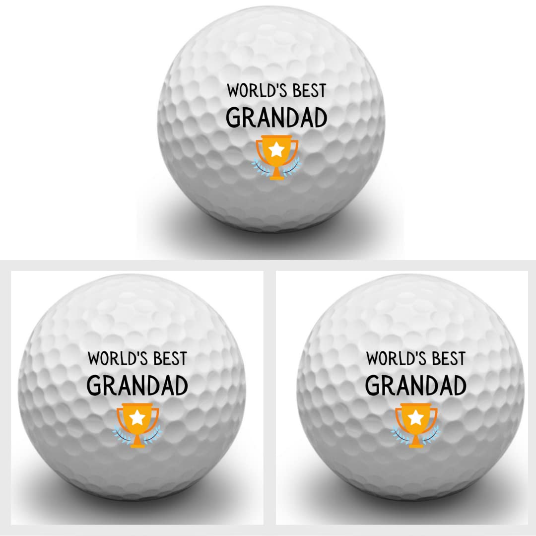 Second Ave Lot de 3 balles de golf avec inscription « World's Best Grandad » pour la fête des pères, Noël, un anniversaire, un golfeur