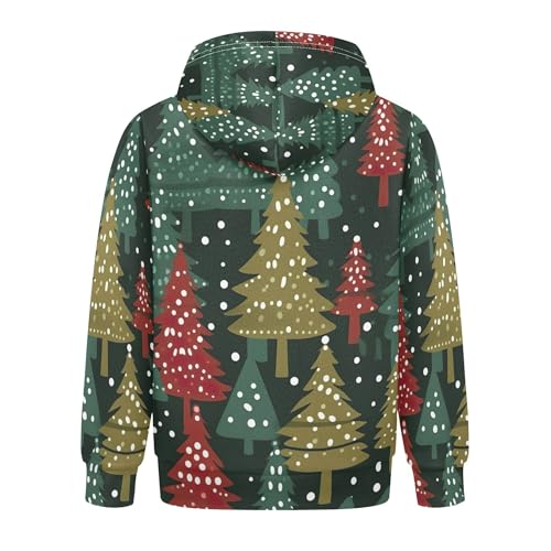 Kids Hoodies Sweaters Christmas Xmas Trees Hooded Sweatshirts with Big Pockets for Boys Girls B04003282