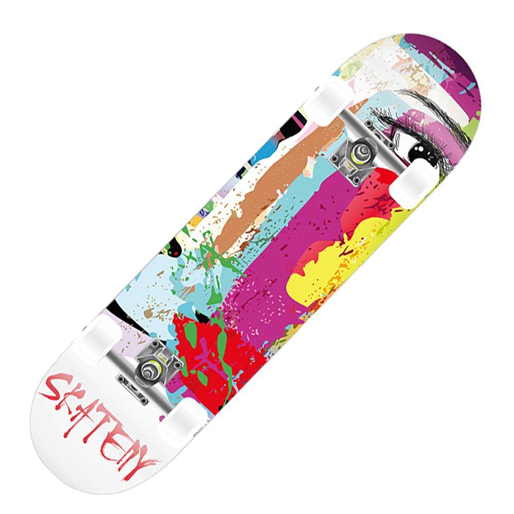 Skateboard pour Filles, garçons, Adolescents, Adultes, débutants, Skateboard Complet 8 Plis érable concave Cruiser.