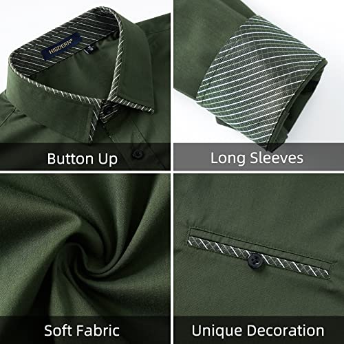 Image of HISDERN Mens Dress Shirts Long Sleeve Button Down Casual Shirts for Men Inner Contrast Formal Business Tuxedo Wedding Shirt