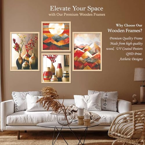 Image of BOFCONS ENTERPRISES Set of Four Framed Painting for Wall Painting Decoration, Painitngs for home Decorations, Scenery for Living Room Decor (36X24 Inches) k23