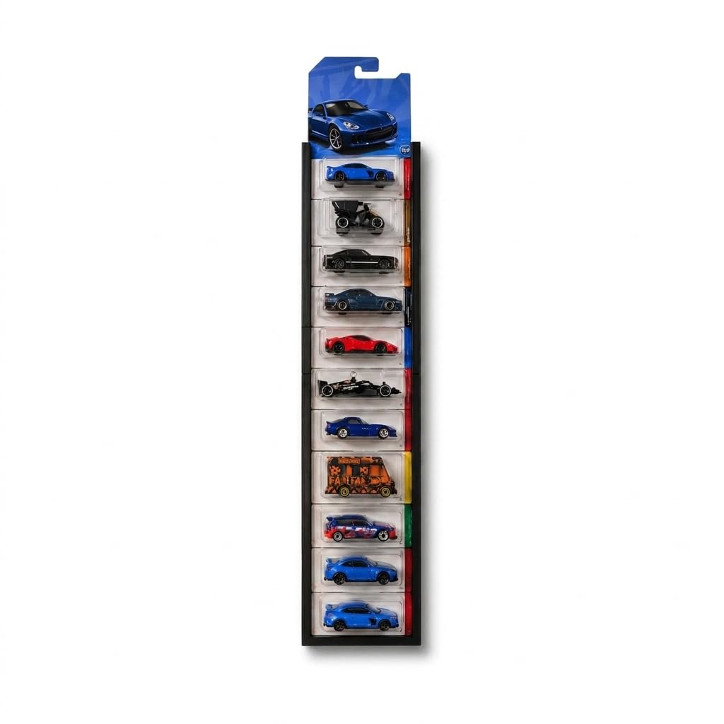 Akrinity – 5 Car Stand Intended for Carded Hot Wheels Wall Display Stand Mount | Unlimited Stackable | 1:64 Diecast Car Display Shelf Wall Frame | Compatible with Carded Hot Wheels Organizer-image-6