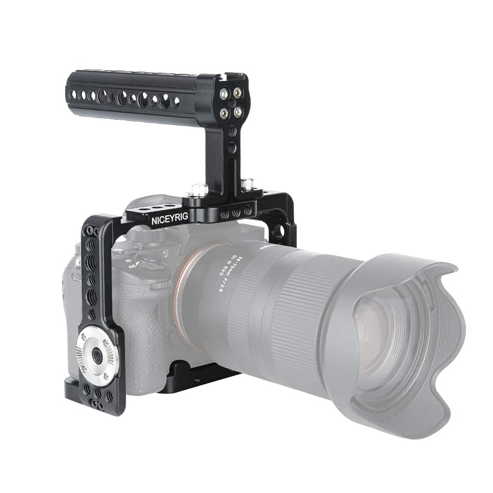 NICEYRIG A7RIII/A7III/A7MIII/A9/A7RII/A7SII fotocamera Cage kit con formaggio manico superiore HDMI Cavo per DSLR Sony A7RIII/A7MIII/A9/A7SII/A7RII A7II camera