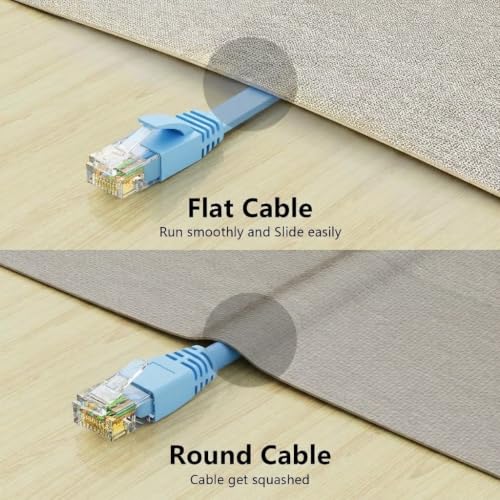 Image of Jadaol Cat6 Ethernet Cable 200FT with Clips 10Gbps Flat Network Cable, Blue