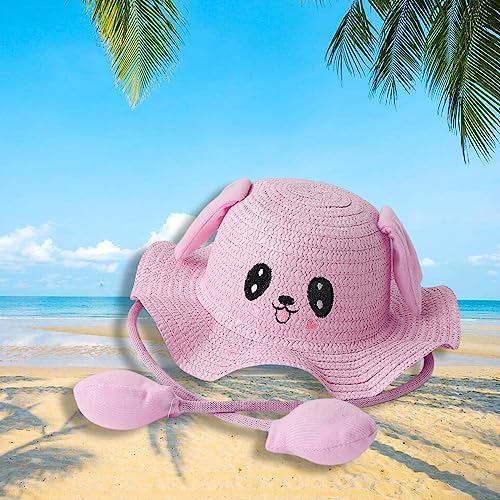 Sombrero de paja con orejas movibles para la playa miniatura 5