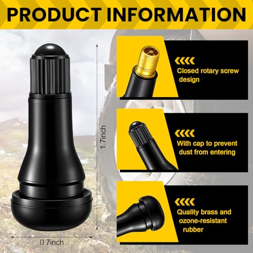 Image of Tallew 400 Pieces TR413 Tire Valve Stems, Rubber Snap-in Tubeless, Black