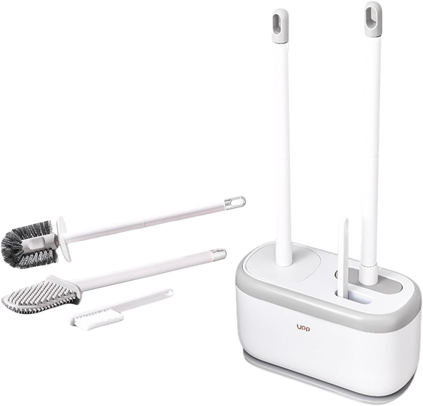 Oonkaf Toilet Brush, Toilet Brush and Holder, Wall Mounted Toilet Brush for Bathroom, All-Round Cleaning Grey Toilet Bowl Brush, Sturdy Silicone Toilet Brush, Three Flexible Toilet Bowl Brush Head