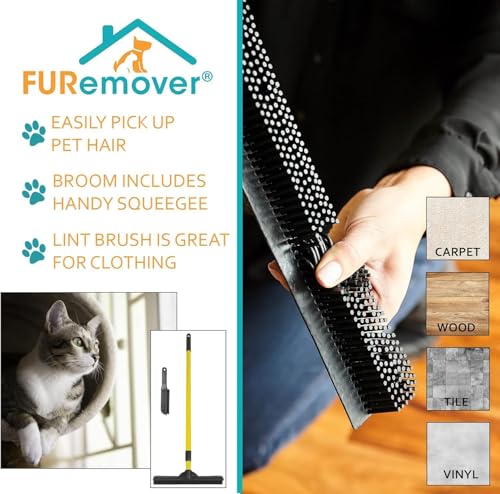 Image of FURemover Pet Hair Removal Rubber Broom & Lint Brush, 58 inch Telescopic Handle