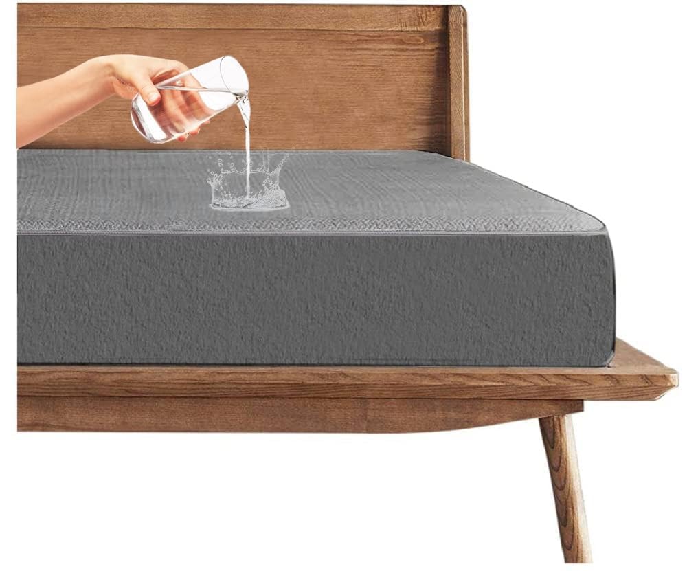 Trance 100% Waterproof Mattress Protector for Single Bed | All Sides 360° Elastic Fitted Bed Cover | Cotton Feel | Dust and Mites Resistant (72x36 inch | 6x3 feet, Grey - Pack of 1 | Single Bed)