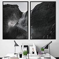 2 Piece Framed Canvas Wall Art Black and White Scenery Canvas Prints Home Artwork Decoration for Living Room,Bedroom - 16