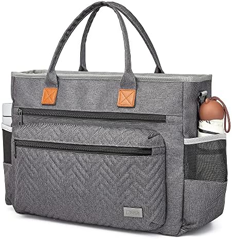 Hritok Diaper Bag Tote, Multifunction Travel Bag for Baby, Messenger Purse with 15 Inch Laptop Sleeve (Grey)