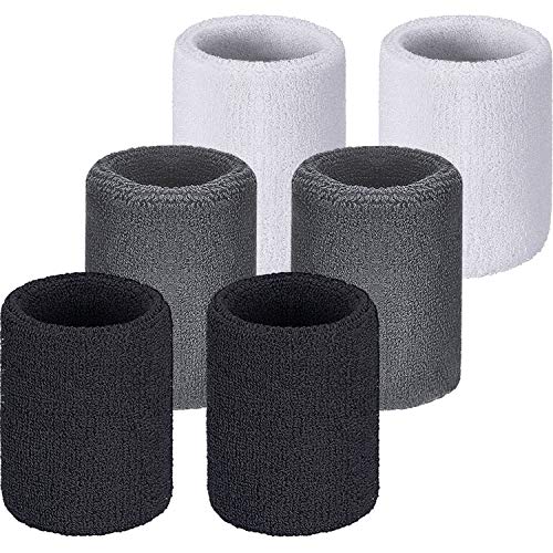 Image of Willbond Wrist Sweatbands, Sports Sweatbands for Competition, Sweat Absorbent, for Basketball, Tennis, Football, Running and Work (Pack of 6)