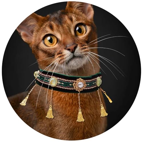 Handmade Max Cat Collar With Bells, Handmade Velvet Webbing Cat Collar Breakaway, Safe,Soft And Comfortable Neckwear, Neck Size Of 7.87"-9.8",For Small Cats And Dogs cover