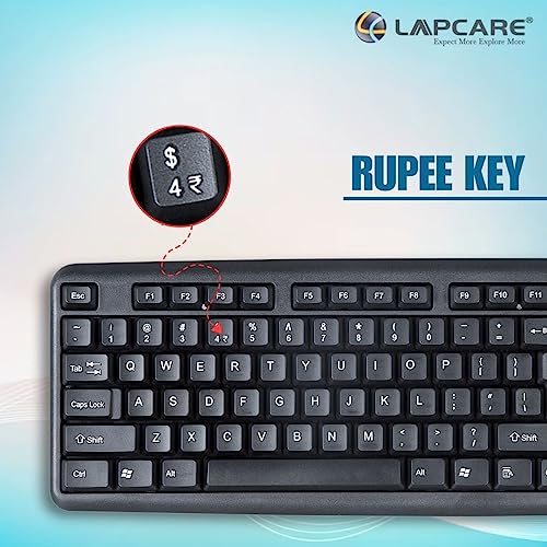 Image of Lapcare Alfa Keyboard 3 with Adjustable Kickstand, Capslock Indicator and 104 Keyboard Standard Key, USB 2.0 (Black)