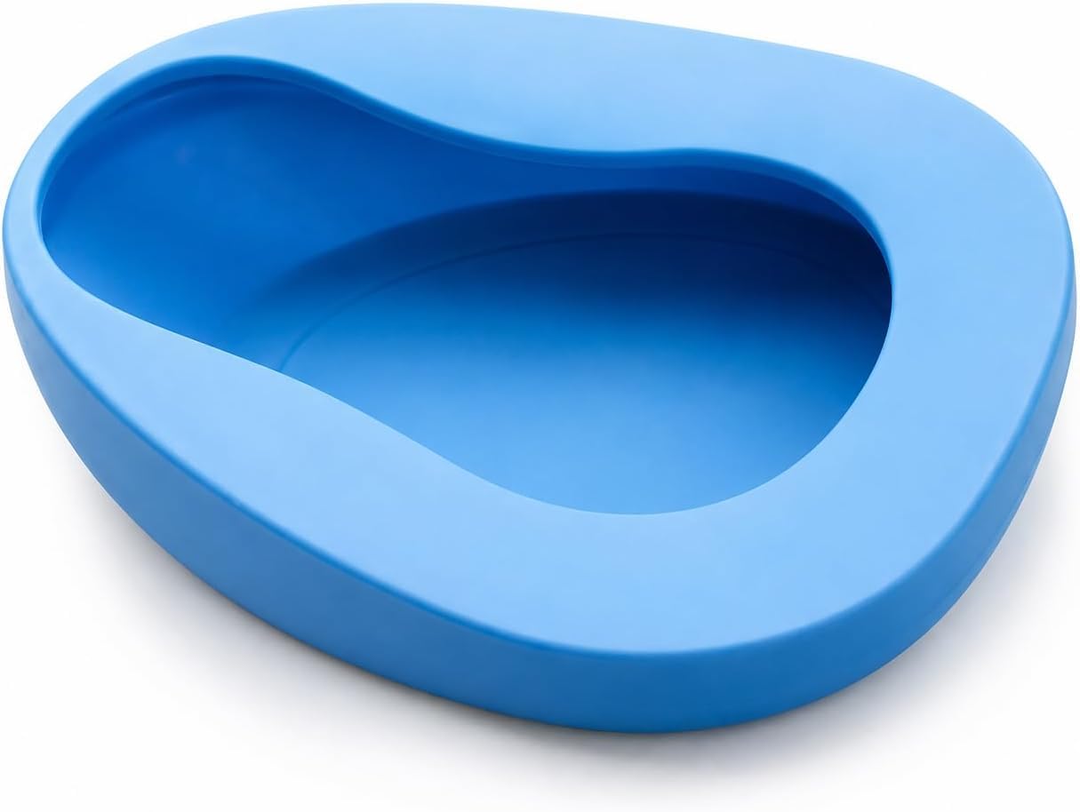 Portable Bed Pan with Handle Portable Commode Toilet Pan for Adults Reusable Heavy Duty PP Unisex Bedpan Urinal Spill Resistant for Elderly Disabled Bedridden Patients (Style 2 (36.5cm))