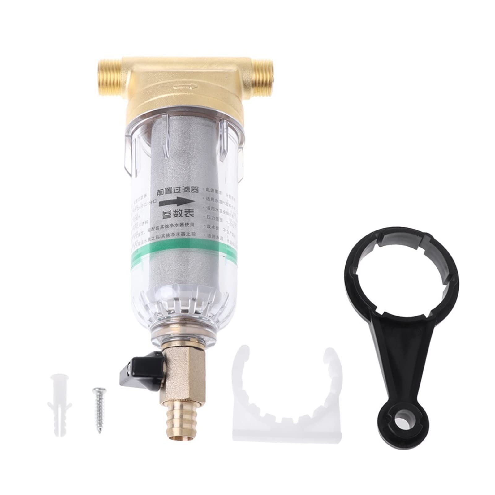 Le filtre à eau d'acier inoxydable de préfiltre partie le robinet cuivre maille d'épurateur 4 points Matériaux sûrs