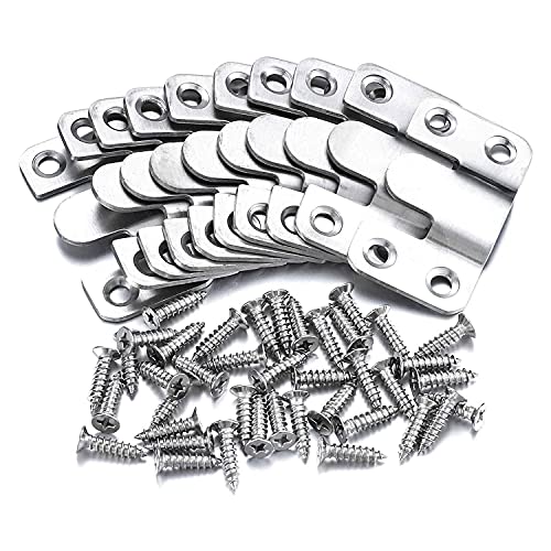Image of 10 Pcs Flush Mount Bracket Interlocking Hang Furniture Connector Stainless Steel Wall Mount Picture Frame Brackets, Silver