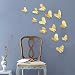 PinkBlume Lot de 36 stickers muraux en forme de papillon doré à paillettes pour décoration murale ou de fête de Noël