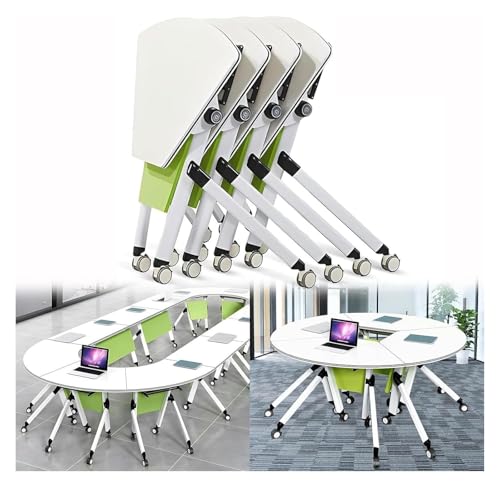 Mesa de conferencias móvil resistente para reuniones, mesa de entrenamiento de sala de 4 piezas, tablero de partículas E1, altura ajustable, ligero y portátil para uso en oficina y aula