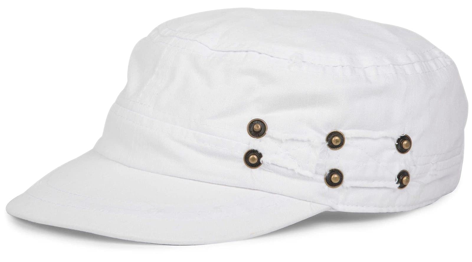 Stylebreaker Women's White Unisex Military Cap In Destroyed Vintage Look | Adjustable Cotton Army Cap | Used Look Baseball Cap For Men And