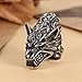 Mokiss 316L Stainless Steel Mens Fierce Black Wolf Skull Head Ring Size 7-13 Punk Jewelry