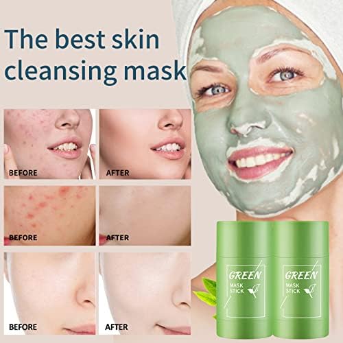 2 Pack Green Tea Cleansing Mask Stick, Poreless Deep Cleanse Green Tea Mask for Blackhead Remover and Skin Care, Purifying Clay Stick Mask