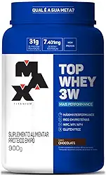 Whey Protein Max Titanium Top Whey 3W Mais Performance Sabor Chocolate 900g