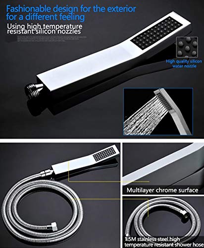 Cascada Classic Design 23"X31" Large Rain Shower Set With Waterfall Led Rectangle 4 Function Shower Head, Massaging Body Jets & Handheld, Remote Control For Coloring Lights, Stainless Steel,Matt Black #TOP5