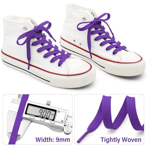 Image of DELELE Solid Flat Shoelaces Hollow Thick Athletic Shoe Laces Strings 2 Pair
