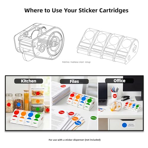 Image of for Lucky Sticker Transparent dot Sticker Dispenser. Includes 1200 1-inch Colored dot Stickers in red, Orange, Blue, and Green. Round Color-Coding Labels, Suitable for Offices and classrooms.