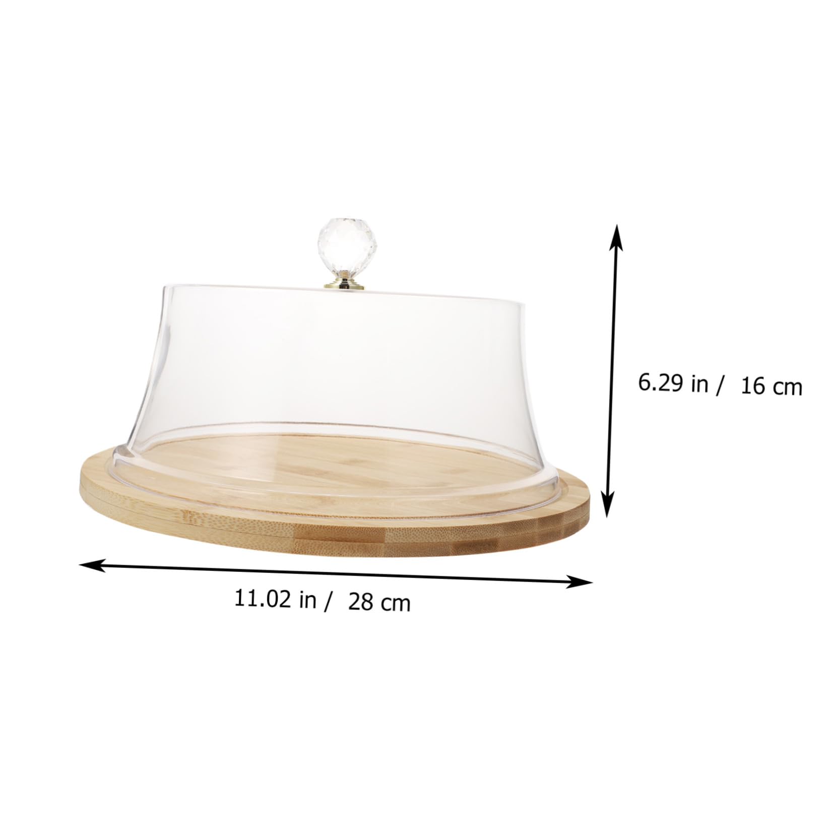 Healeved Cubierta de Pastel Tapa Acrílica Transparente y Base de Bambú, Cobertura para Alimentos, Plato para Servir Postres y Suministros de Cocina, Adecuado para Hogar y Eventos