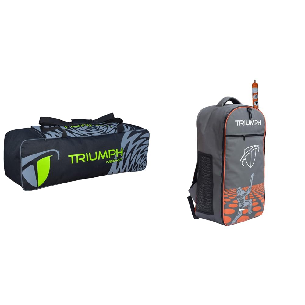 Triumph UNIKIT-99 Cricket Holdall Bags Bag Size 36X11X10 + KB-2020 Cricket Backpack Full Padded Grey/Orange Bag Size 27X8X14-picture-13