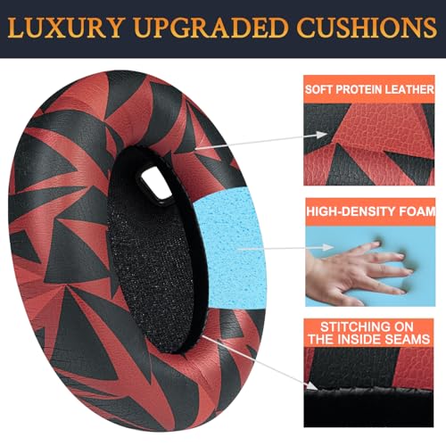 Image of SOULWIT Replacement Earpads for Sony WH-1000XM4 (WH1000XM4) Headphones, Ear Pads Cushions with Noise Isolation Foam, Added Thickness, Without Affecting Sensor - Red Storm