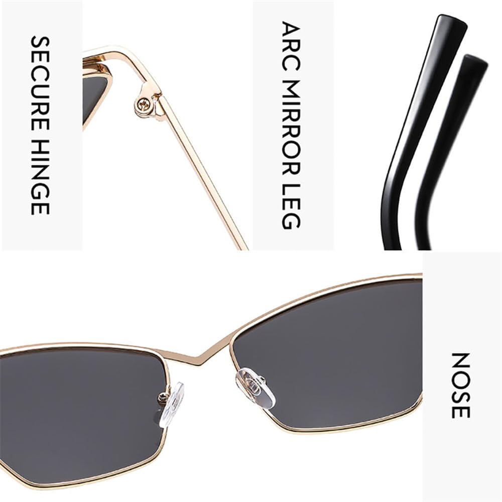 Occhiali da sole alla moda per uomo e donna con lenti arancioni, stile vintage cat eye, protezione UV400.
