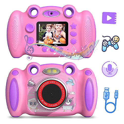 Campark Kids Cameras for Girls Boys Birthday Gift for Age 4-8 Dual Selfie, 2" Screen Record Video Photo Play Games, Shockproof Children Digital Camera for Toddler Elementary Students