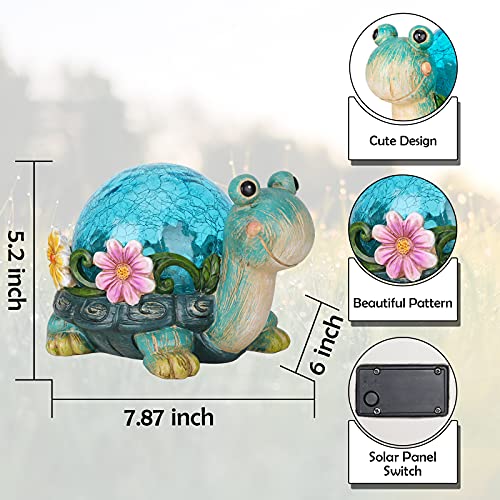 Afirst Solar Garden Statues Outdoor Figurines - Turtle Lawn Ornament With Solar Lights Cracked Glass Outdoor Decor For Patio Yard Decorations thumb #3