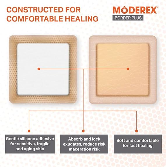 Border Plus Foam Dressing | Silicone Highly Absorbent 10x10cm