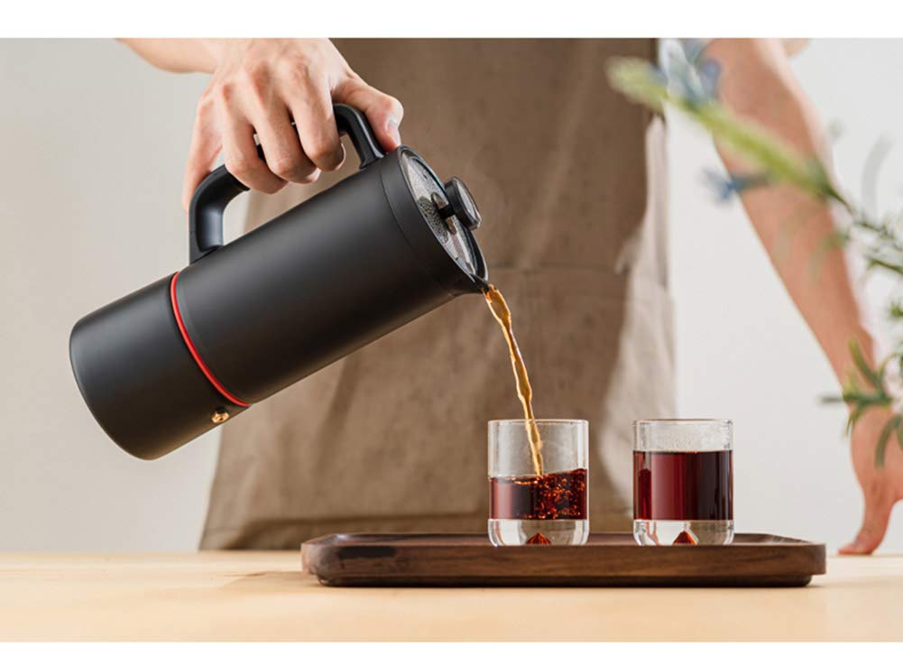 Cafetera de prensa francesa de acero inoxidable, 4 en 1, olla de café frío y moca, 34 onzas, fácil de limpiar