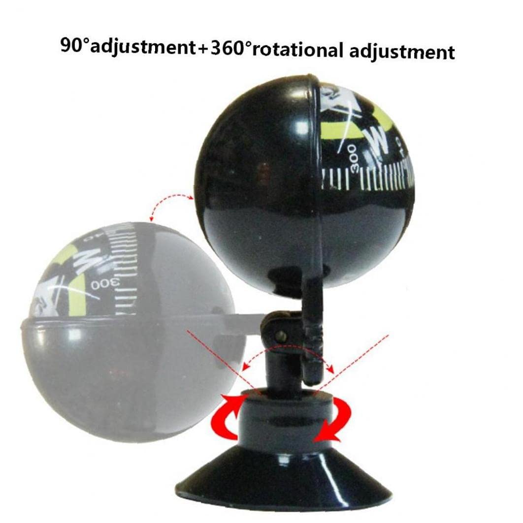 Ruluti Car Compass Ball, Mini Compass Compact Ball Compass, Perfect for Finding Direction, Universal Dashboard Dash Stand Black