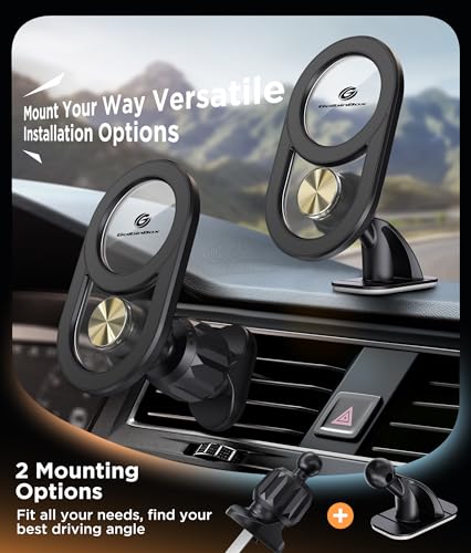 Image of GolbinBox for Magsafe Car Mount, [17*N55 Strong Magnets] 2-in-1 Magnetic Car Phone Holder for Air Vent or Dashboard, 360 Rotation Car Accessories for Women Men for iPhone 17 16 15 14 Pro Max Samsung