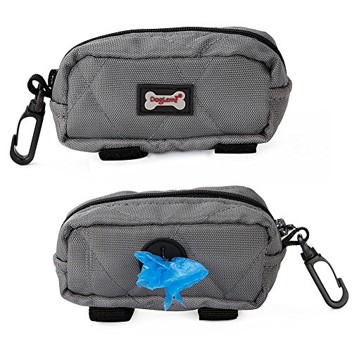 DORA BRIDAL Dog Waste Bag Dispenser, Dog Poop Bag Holder Leash Attachment Includes 1 Roll of Free Poop Bags, Zippered Pouch & Plastic Hook for Easy Carry Grey