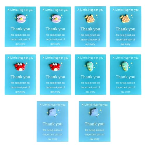 Dexprosy 10Pcs Pocket Hug Ocean themed with Card – Greeting Cards for Friends Family Kids and Classmates –Relationship Gift and Keepsake Exchange...